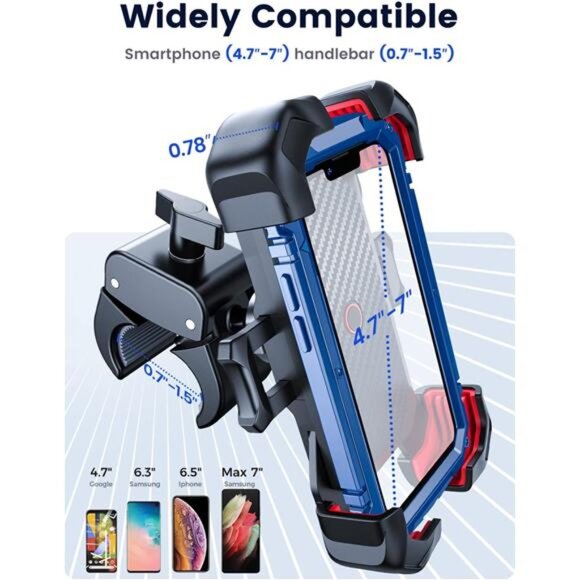 Motorcycle Phone Mount, [1s Auto Lock][100mph Military Anti-Shake] - Picture 5 of 7